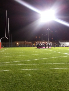Redwing Football team celebrates their last game. This is the fourth time beating North in four years.